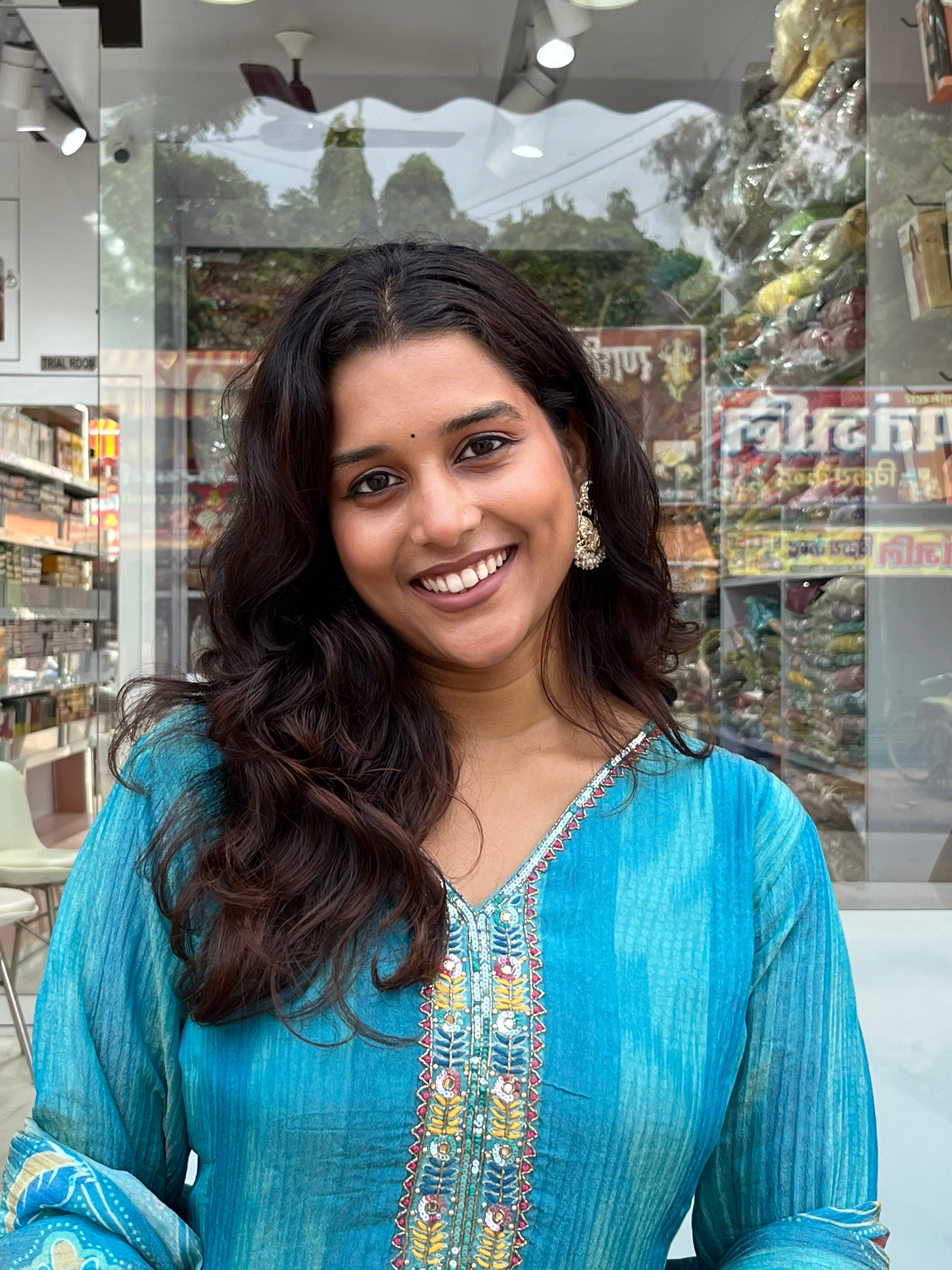 Sky Printed Silk Blend Straight Suit With Dupatta