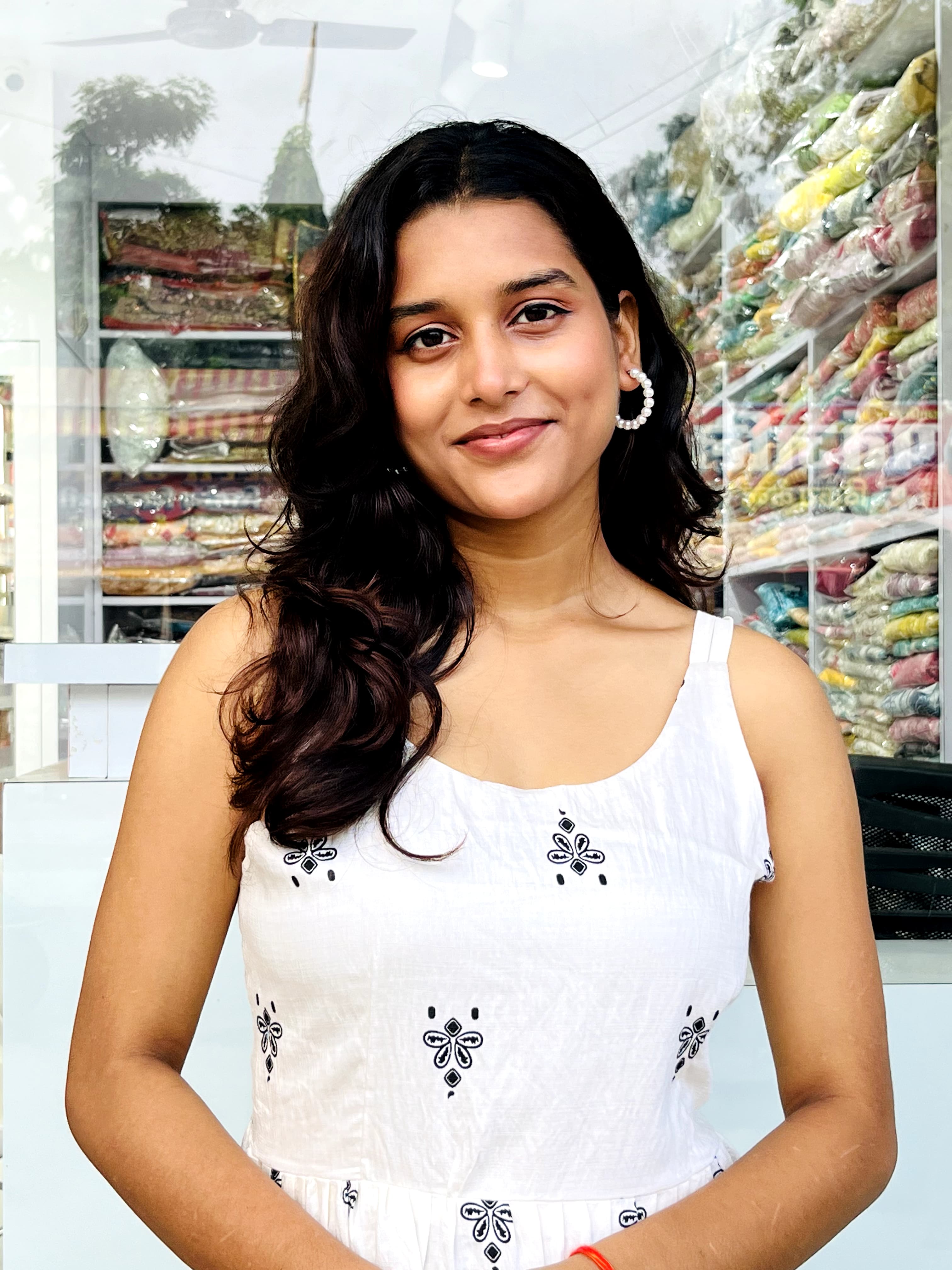 Black Printed Cotton Fit and Flare Dress